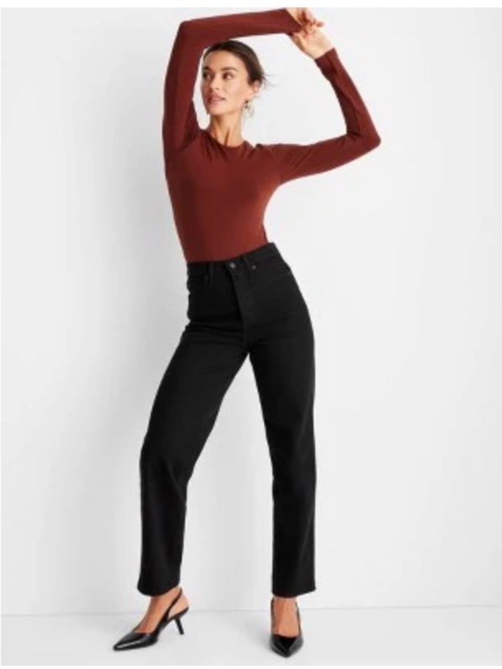 Classic Black Highest Rise Straight-Leg Jeans
